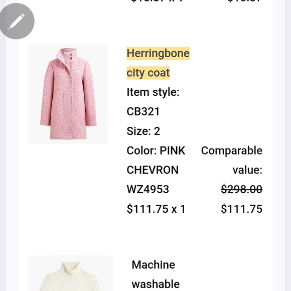 J. Crew Pink Herringbone Pea Coat - Picture 7 of 7
